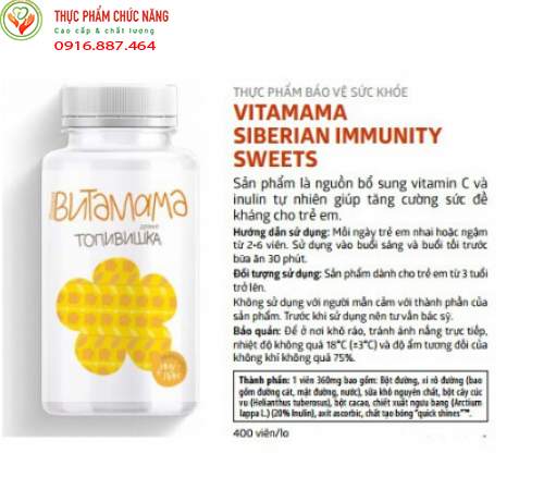 VitaMama Siberian immunity sweets hổ trợ tăng đề kháng Trẻ em